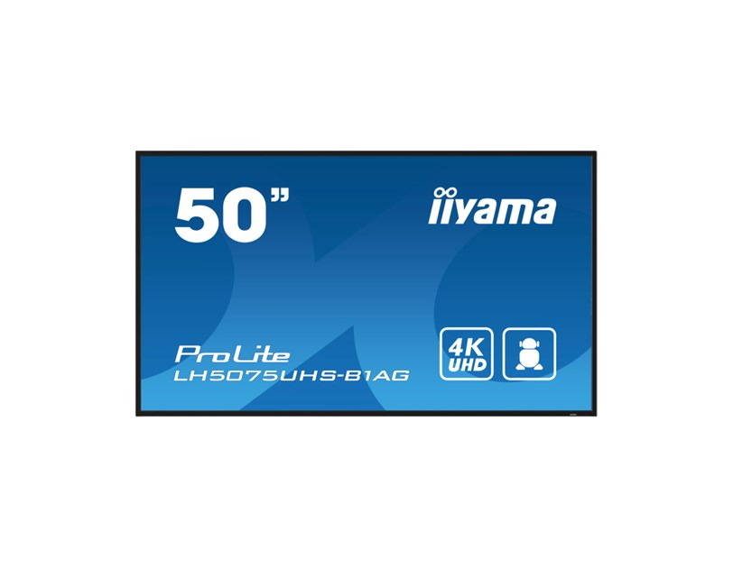 IIYAMA 50" LH5075UHS-B1AG 4K UHD (3840x2160) VA Signage, 60Hz, 16:9, 9.5ms, 500 cd/m2, 5000:1, HDMI/DP, 2xUSB-A, zvučnici, crni 