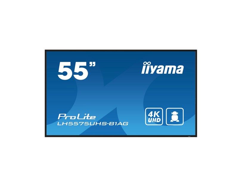 IIYAMA 55" LH5575UHS-B1AG 4K UHD (3840x2160) IPS Signage, 60Hz, 16:9, 8ms, 500 cd/m2, 1200:1, HDMI/DP, 2xUSB-2, zvučnici, crni