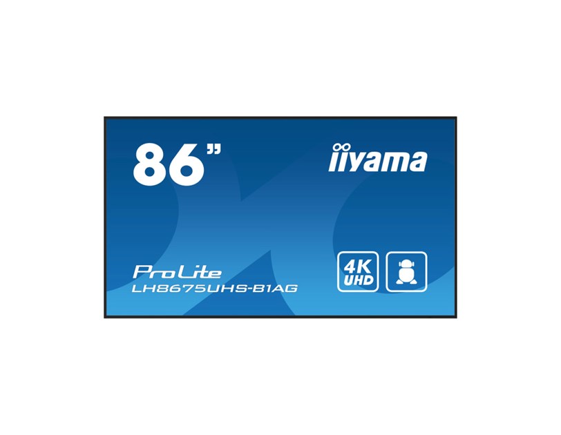 IIYAMA 86" LH8675UHS-B1AG 4K UHD (3840x2160) IPS Signage, 60Hz, 16:9, 8ms, 500 cd/m2, 1400:1, HDMI/DP, 2xUSB-A, zvučnici, crni 