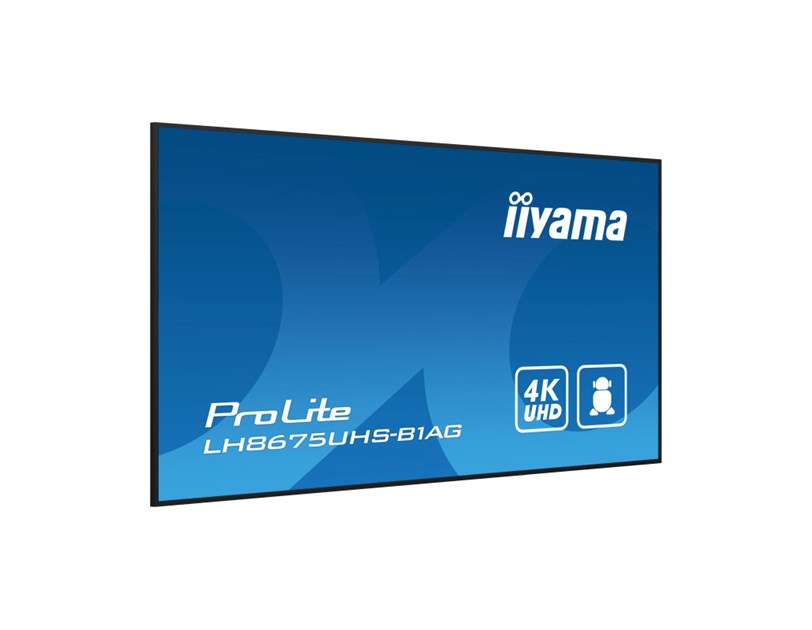IIYAMA 86" LH8675UHS-B1AG 4K UHD (3840x2160) IPS Signage, 60Hz, 16:9, 8ms, 500 cd/m2, 1400:1, HDMI/DP, 2xUSB-A, zvučnici, crni 