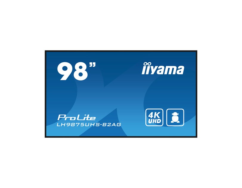 IIYAMA 98" LH9875UHS-B2AG 4K UHD (3840x2160) IPS Signage, 60Hz, 16:9, 8ms, 500 cd/m2, 1200:1, VGA/DVI/HDMI/DP, 2x USB-A, zvučnici, crni 