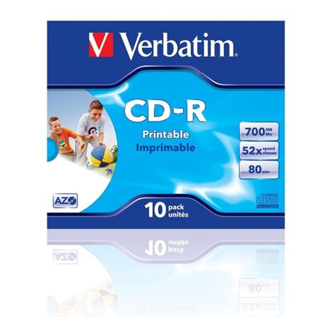 CD-R Verbatim 700MB 52× DataLife/Wide Inkjet Printable 1 komad JC