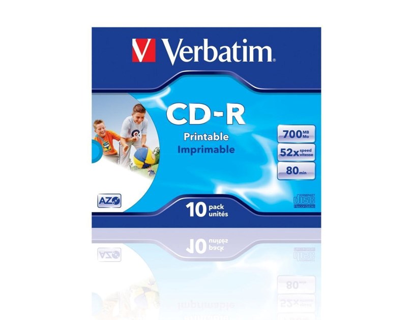 CD-R Verbatim 700MB 52× DataLife/Wide Inkjet Printable 1 komad JC