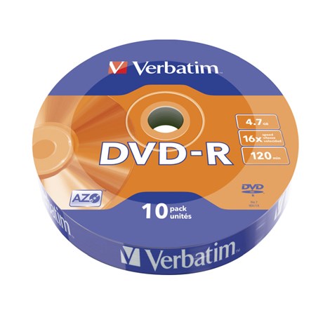 DVD-R Verbatim 4.7GB 16× Matt Silver 10 pack wrap 