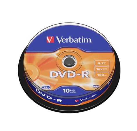 DVD-R Verbatim 4.7GB 16× Matt Silver 10 pack spindle