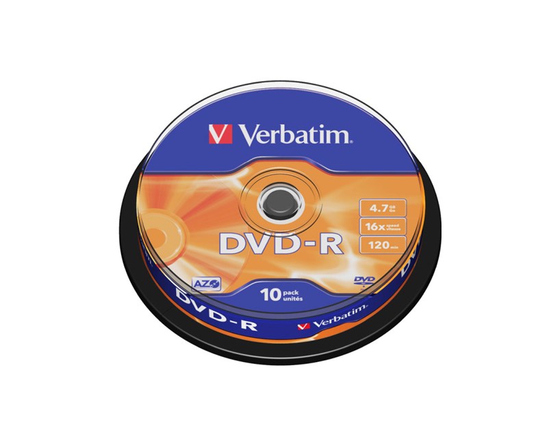 DVD-R Verbatim 4.7GB 16× Matt Silver 10 pack spindle
