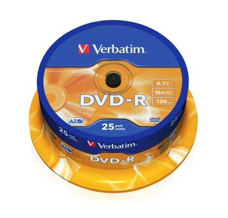 DVD-R Verbatim 4.7GB 16× Matt Silver 25 pack spindle