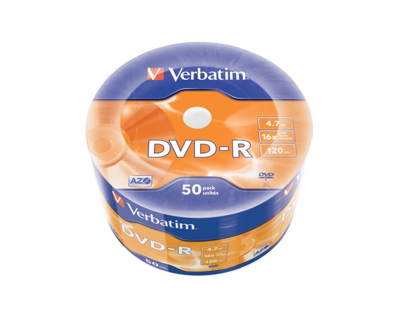 DVD-R Verbatim 4.7GB 16× Matt Silver 50 pack wrap