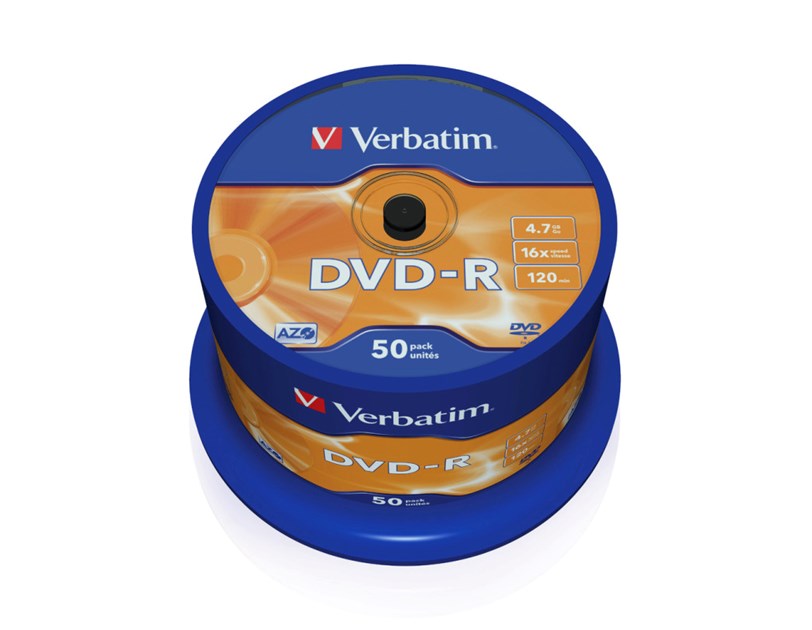 DVD-R Verbatim 4.7GB 16× Matt Silver 50 pack spindle