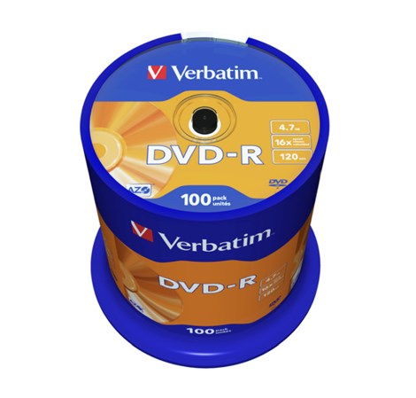 DVD-R Verbatim 4.7GB 16× Matt Silver 100 pack spindle