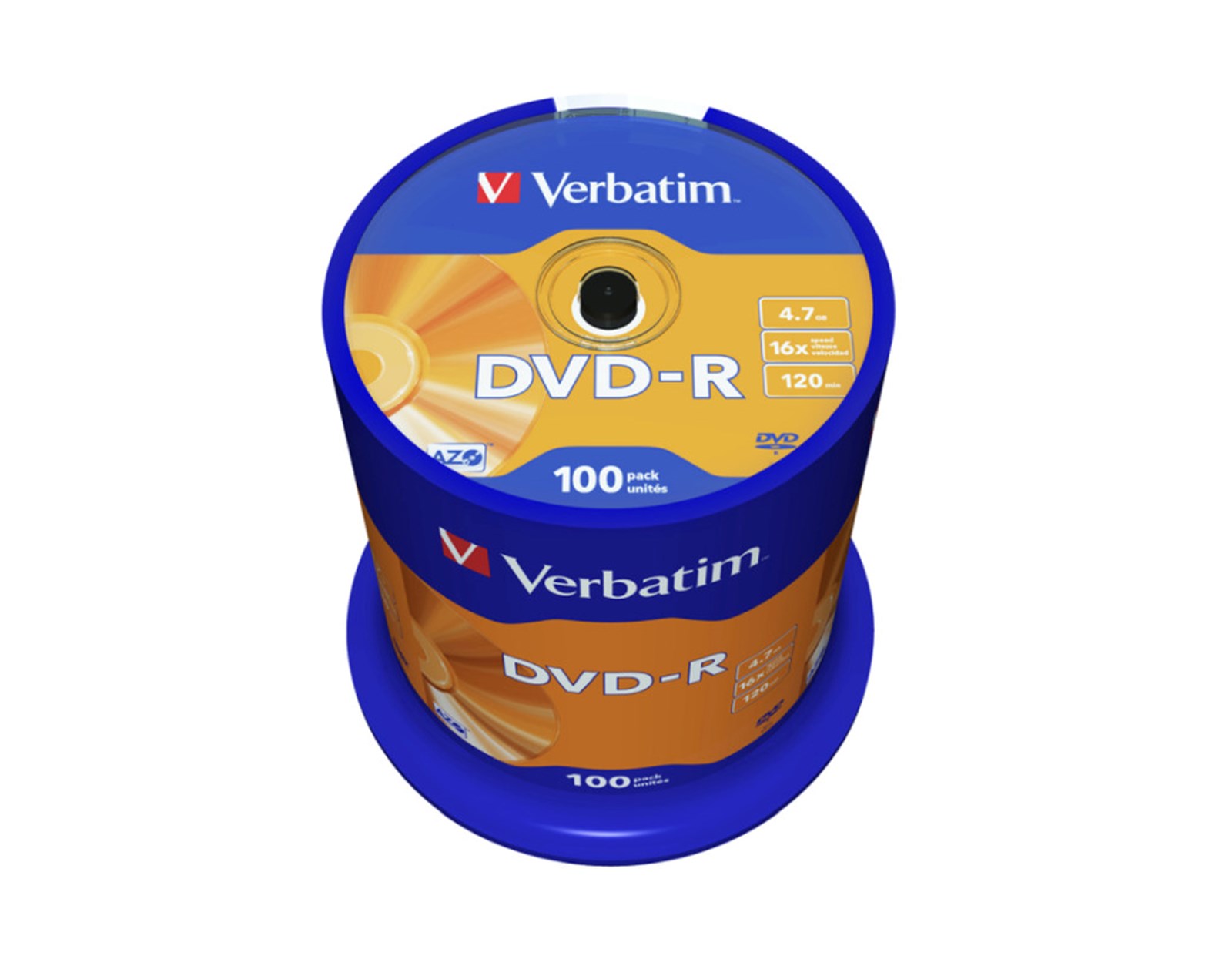 DVD-R Verbatim 4.7GB 16× Matt Silver 100 pack spindle