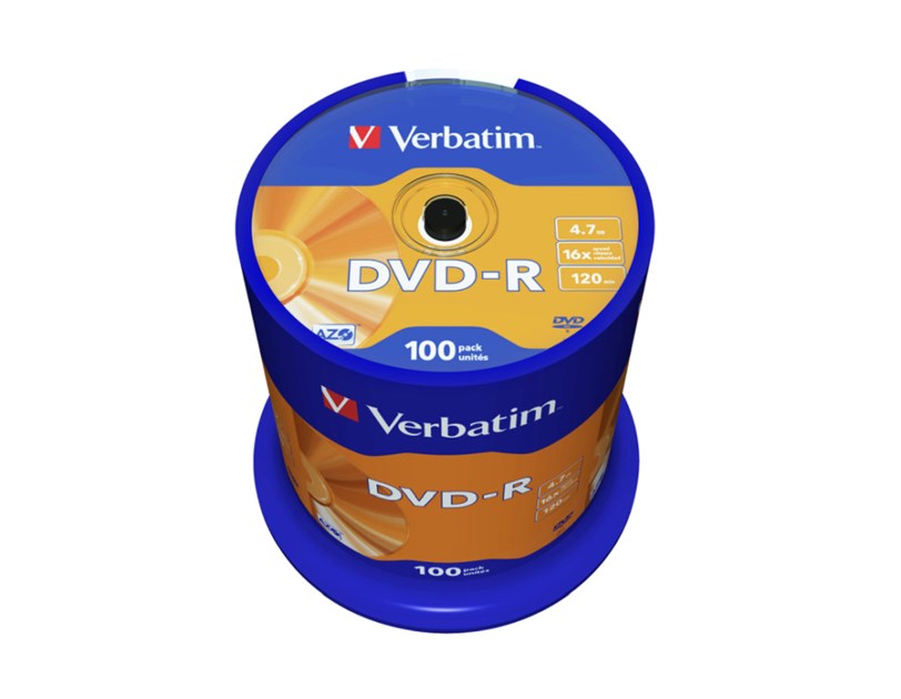 DVD-R Verbatim 4.7GB 16× Matt Silver 100 pack spindle