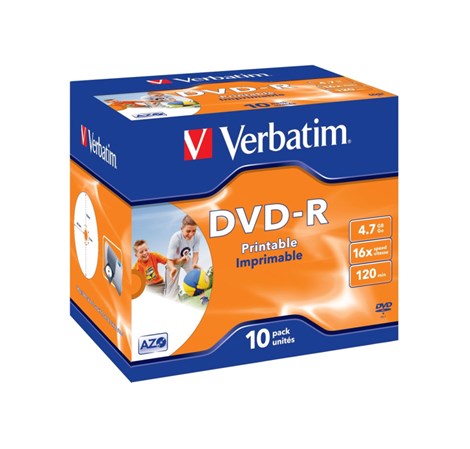 DVD-R Verbatim 4.7GB 16× Wide Inkjet Printable 10 pack JC