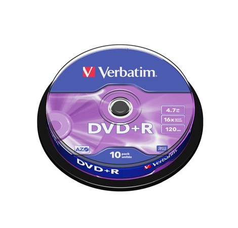 DVD+R Verbatim 4.7GB 16× Matt Silver 10 pack spindle