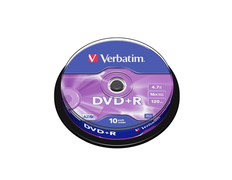 DVD+R Verbatim 4.7GB 16× Matt Silver 10 pack spindle