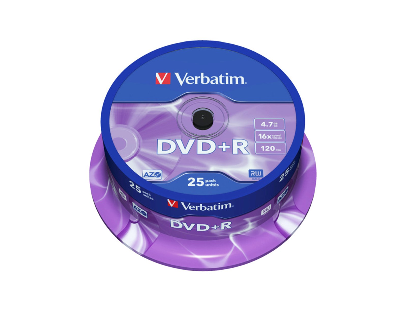 DVD+R Verbatim 4.7GB 16× Matt Silver 25 pack spindle
