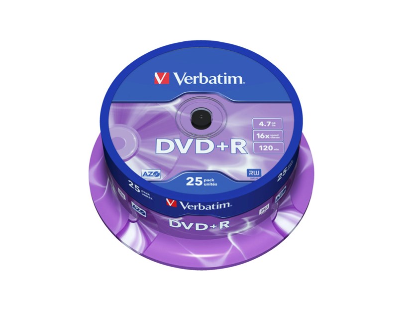 DVD+R Verbatim 4.7GB 16× Matt Silver 25 pack spindle