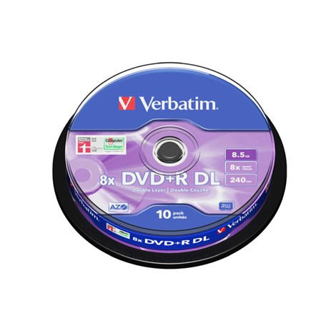 DVD+R DL Verbatim 8.5GB 8× Matt Silver/Double Layer 10 pack spindle