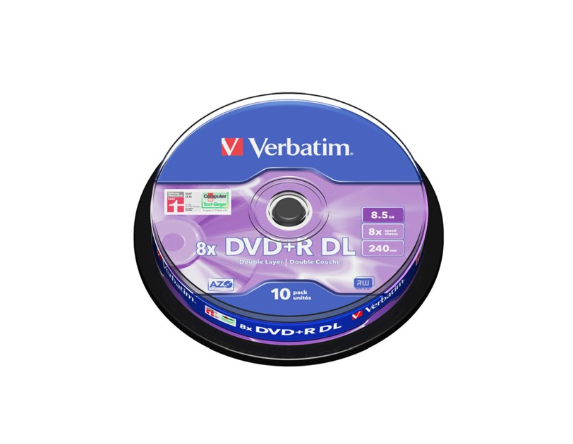 DVD+R DL Verbatim 8.5GB 8× Matt Silver/Double Layer 10 pack spindle