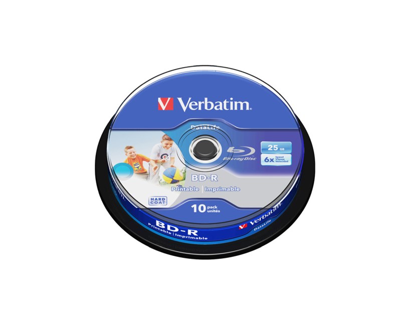 Blu-Ray Verbatim BD-R SL 6× 25GB Wide Inkjet Printable/No ID 10 pack spindle
