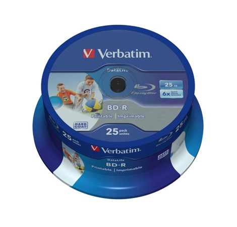 Blu-Ray Verbatim BD-R SL 6× 25GB Wide Inkjet Printable/No ID 25 pack spindle
