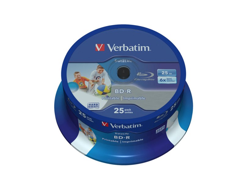 Blu-Ray Verbatim BD-R SL 6× 25GB Wide Inkjet Printable/No ID 25 pack spindle