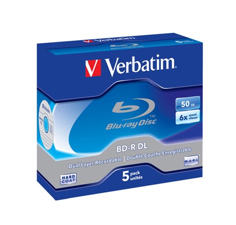 Blu-Ray Verbatim BD-R DL 6× 50GB Hard Coat Scratch Guard Plus 5 pack JC