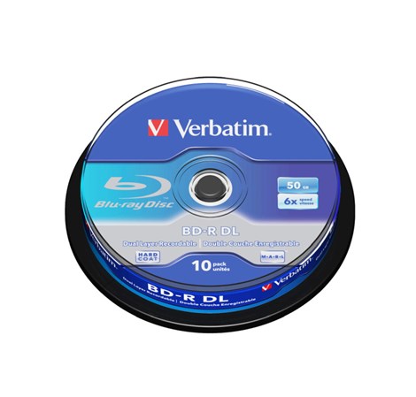Blu-Ray Verbatim BD-R DL 6× 50GB Hard Coat Scratch Guard Plus 10 pack spindle