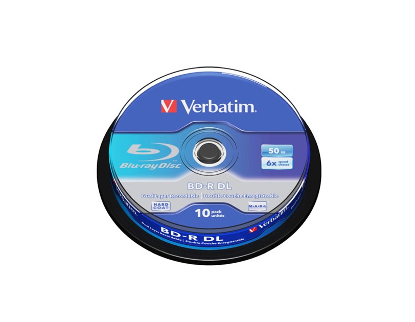 Blu-Ray Verbatim BD-R DL 6× 50GB Hard Coat Scratch Guard Plus 10 pack spindle