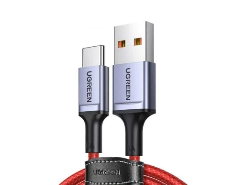 UGREEN USB-C (M) na USB 2.0 A (M) 6A, supercharge, crveni, pleteni kabel MFi, 1m