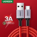 UGREEN USB-C (M) na USB 2.0 A (M) 6A, supercharge, crveni, pleteni kabel MFi, 1m