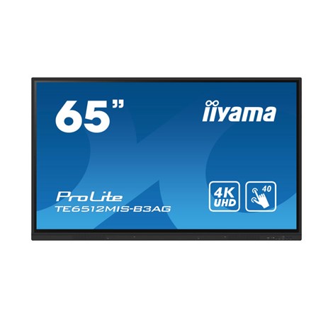 IIYAMA 65" TE6512MIS-B3AG Touchscreen 4K UHD (3840x2160) IPS, 16:9, 8ms, 400 cd/m2, 4000:1, VGA, HDMI, 5xUSB-A, 1xUSB-C, zvučnici, crni 