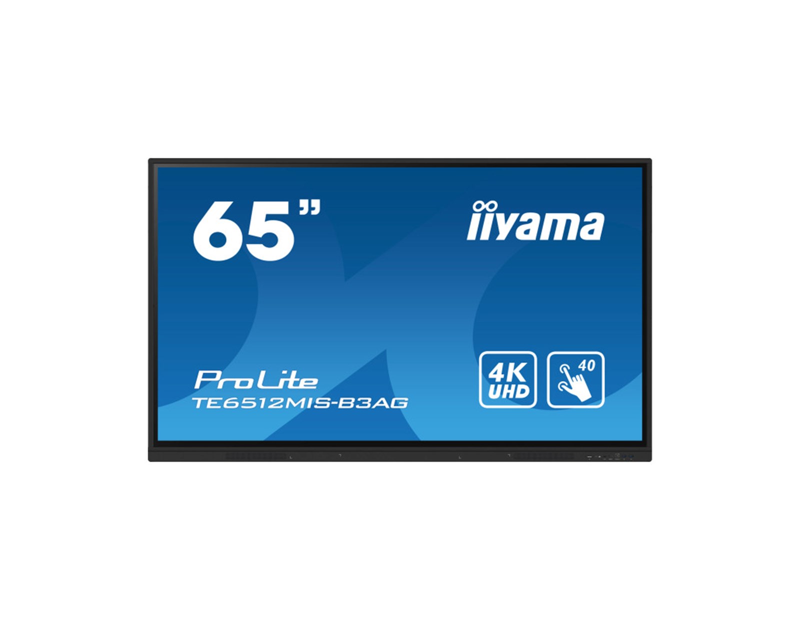 IIYAMA 65" TE6512MIS-B3AG Touchscreen 4K UHD (3840x2160) IPS, 16:9, 8ms, 400 cd/m2, 4000:1, VGA, HDMI, 5xUSB-A, 1xUSB-C, zvučnici, crni