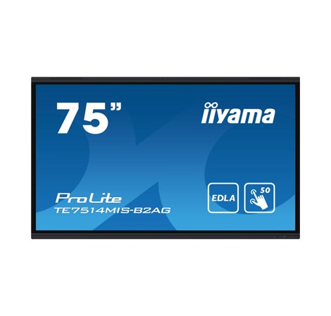 IIYAMA 75" TE7514MIS-B2AG Touchscreen 4K UHD (3840x2160) VA, 16:9, 8ms, 450 cd/m2, 5000:1, HDMI/DP, 6xUSB-A, 2xUSB-C, zvučnici, crni