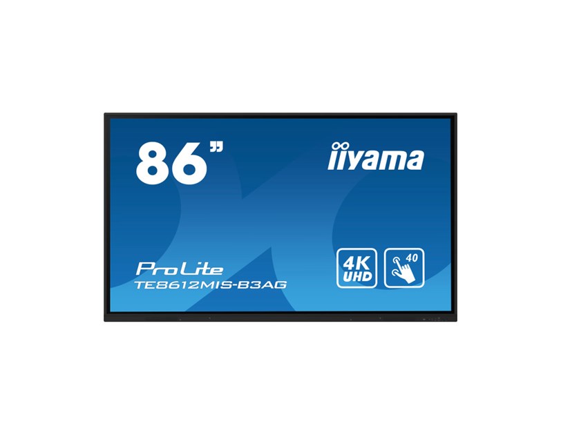 IIYAMA 86" TE8612MIS-B3AG Touchscreen 4K UHD (3840x2160) VA, 16:9, 8ms, 400 cd/m2, 8000:1, VGA/HDMI, 5xUSB-A, 1xUSB-C, zvučnici, crni