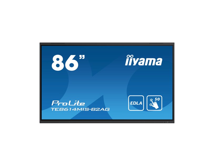 IIYAMA 86" TE8614MIS-B2AG, iiWare12E (EDLA - Google - GMS apps) , Android 13, 50-Points PureTouch IR+ with zero bonding, 3840x2160, UHD VA panel, Multi-Screen Display supported, Metal Housing, Fan-les