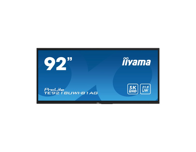 IIYAMA 92" TE9218UWI-B1AG UW5K 5120x2160, iiWare11 , Android 13, 50-Points PureTouch IR+ with zero bonding, VA panel, Multi-Screen Display supported, Metal Housing, Fan-less, Speakers 2x 16W + 16W sub