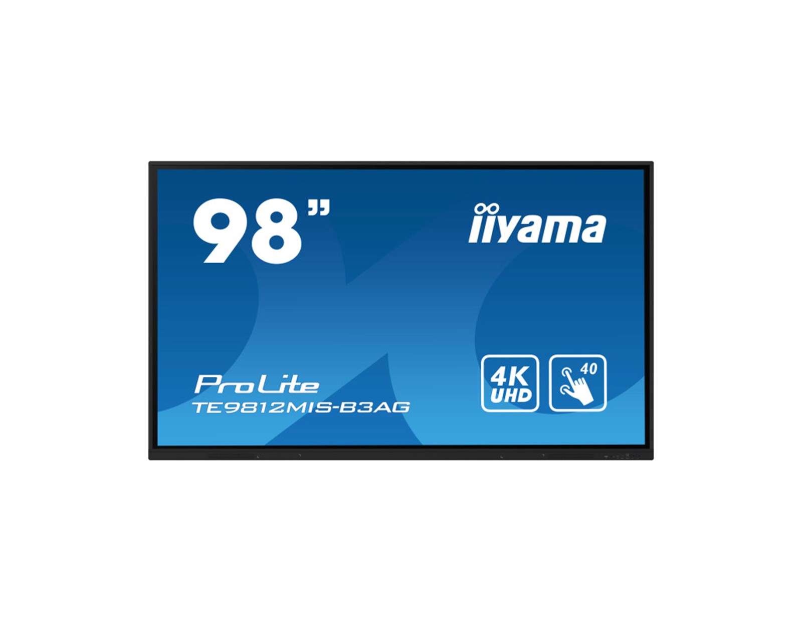 IIYAMA 98" TE9812MIS-B3AG iiWare10 , Android 11, 8/64GB, 40-Points PureTouch IR with zero bonding, 3840x2160, UHD IPS panel, Metal Housing, Fan-less, Speakers 2x 16W front, VGA, HDMI 3x HDMI-out,