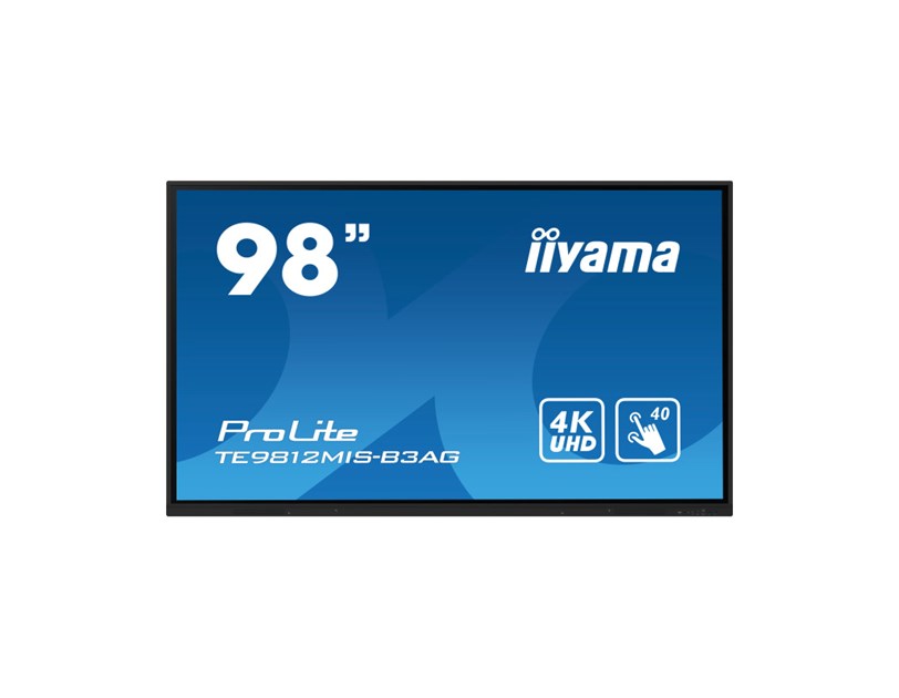 IIYAMA 98" TE9812MIS-B3AG iiWare10 , Android 11, 8/64GB, 40-Points PureTouch IR with zero bonding, 3840x2160, UHD IPS panel, Metal Housing, Fan-less, Speakers 2x 16W front, VGA, HDMI 3x HDMI-out, 