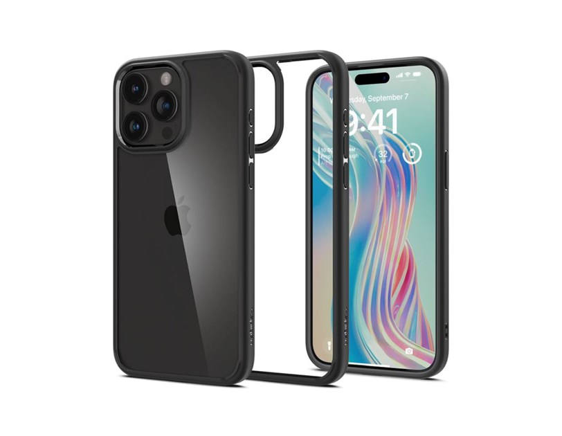 Spigen Crystal Hybrid, matte black - iPhone 15 Pro Max (ACS06449)