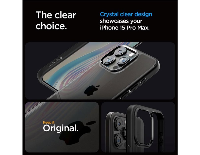 Spigen Crystal Hybrid, matte black - iPhone 15 Pro Max (ACS06449)