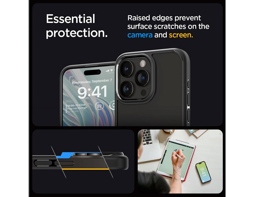 Spigen Crystal Hybrid, matte black - iPhone 15 Pro Max (ACS06449)