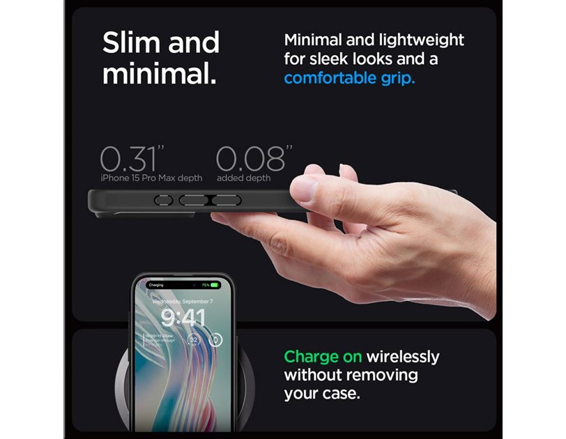 Spigen Crystal Hybrid, matte black - iPhone 15 Pro Max (ACS06449)