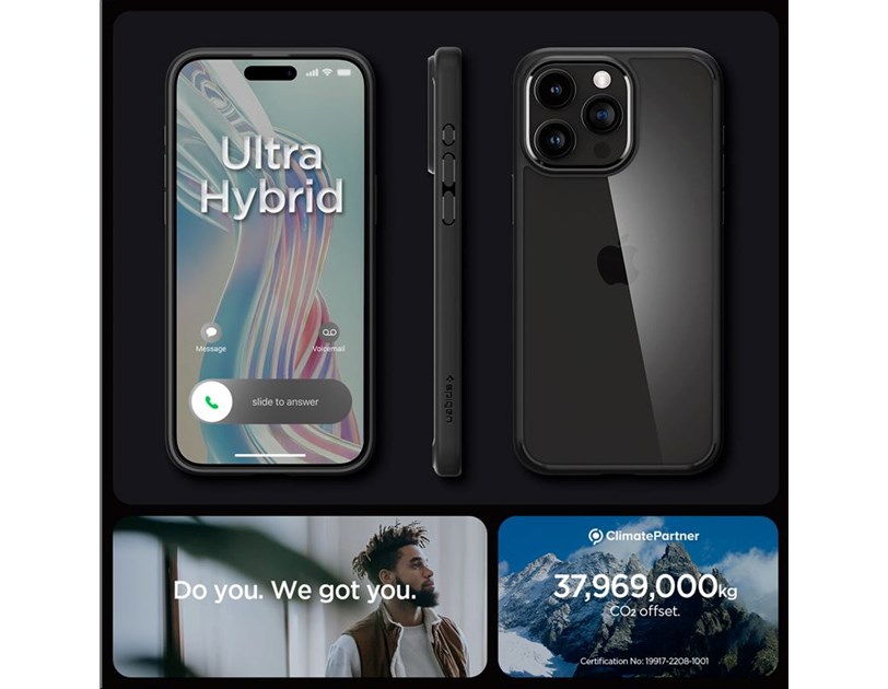 Spigen Crystal Hybrid, matte black - iPhone 15 Pro Max (ACS06449)