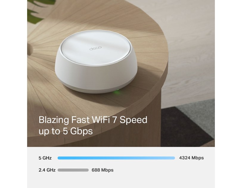TP-Link BE5000 Tri-Band Whole Home Mesh WiFi 7, 688Mbps/4324 Mbps (2.4GHz/5GHz) 2×2.5 Gbps port, Deco App