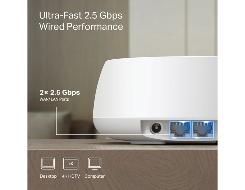 TP-Link BE5000 Tri-Band Whole Home Mesh WiFi 7, 688Mbps/4324 Mbps (2.4GHz/5GHz) 2×2.5 Gbps port, Deco App