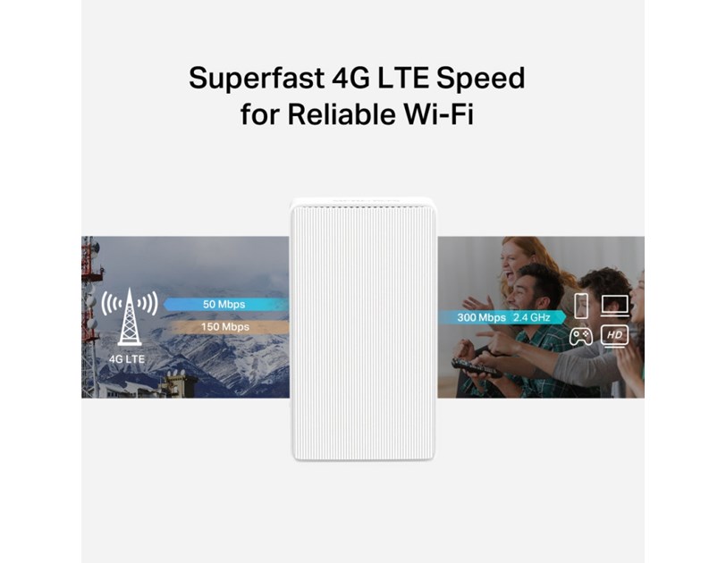 Mercusys bežični N 4G LTE usmjerivač (Router) 300Mbps (2.4GHz), 802.11b/g/n, interni 4G modem, 1×LAN/1×WAN, utor za SIM karticu