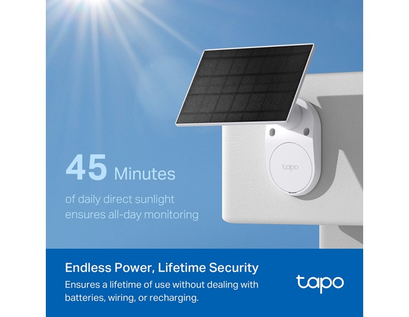 TP-Link Tapo C410 kamera + Tapo A201 Solar panel 2K 3MP, H.264, Color Night Vision, microSD, 2×Spotlights, dvosmjerni audio, detekcija pokreta, vodootporna IP65, Wi-Fi, Tapo app