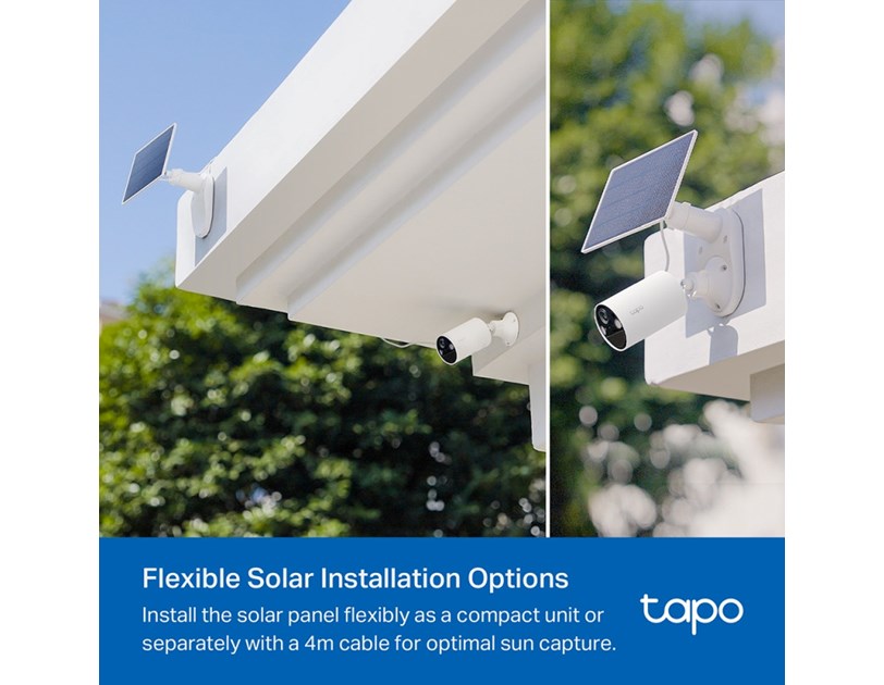 TP-Link Tapo C410 kamera + Tapo A201 Solar panel 2K 3MP, H.264, Color Night Vision, microSD, 2×Spotlights, dvosmjerni audio, detekcija pokreta, vodootporna IP65, Wi-Fi, Tapo app