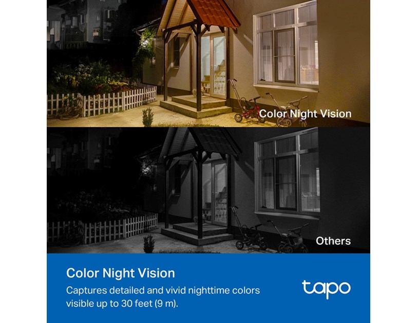 TP-Link Tapo C410 kamera + Tapo A201 Solar panel 2K 3MP, H.264, Color Night Vision, microSD, 2×Spotlights, dvosmjerni audio, detekcija pokreta, vodootporna IP65, Wi-Fi, Tapo app